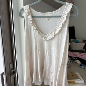 Women's Cream Ruffle Tank Top